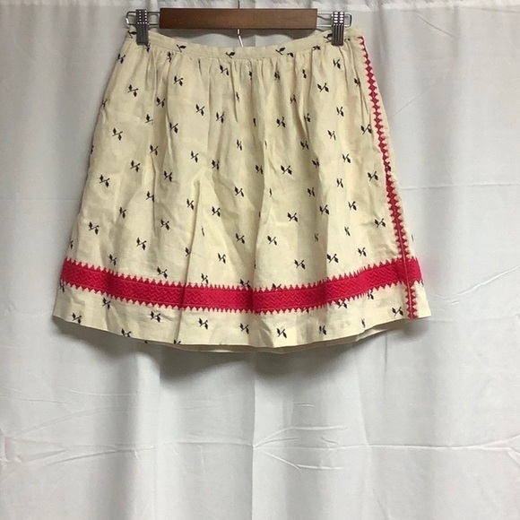 𝅺Madewell Linen Blend Embroidered Skirt - Picture 1 of 12